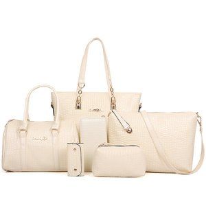 Elegant Crocodile Pattern Gradient Top Handle Satchel Roomy Capacity Bag Satch